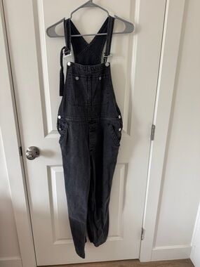 Free People Black Denim Overalls